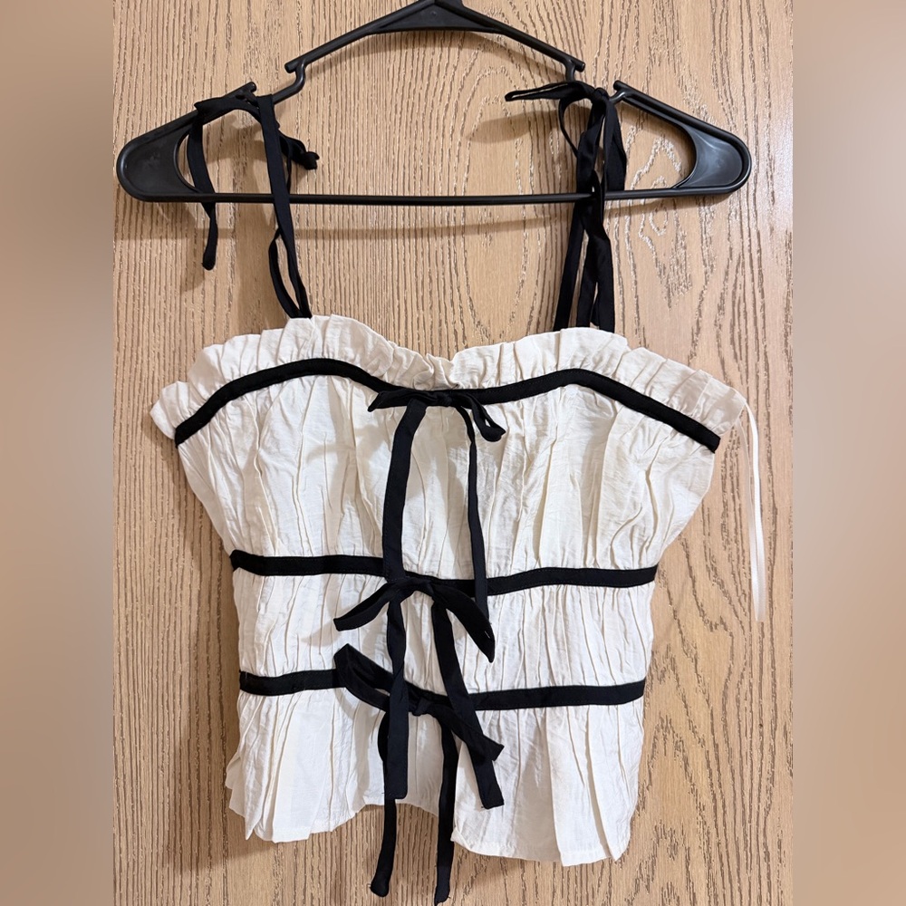 Elegant White and Black Women's Tank Top